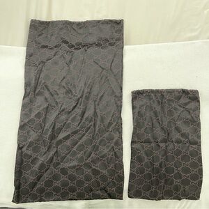 Authentic Vintage Gucci GG Print Satin Brown Dust Bags x2 Made In Italy LG SM